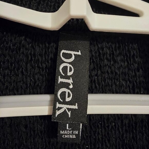 Berek Cardigan Size Large Shell Striped Sequin Black White Yellow Open Stretch - Picture 4 of 6